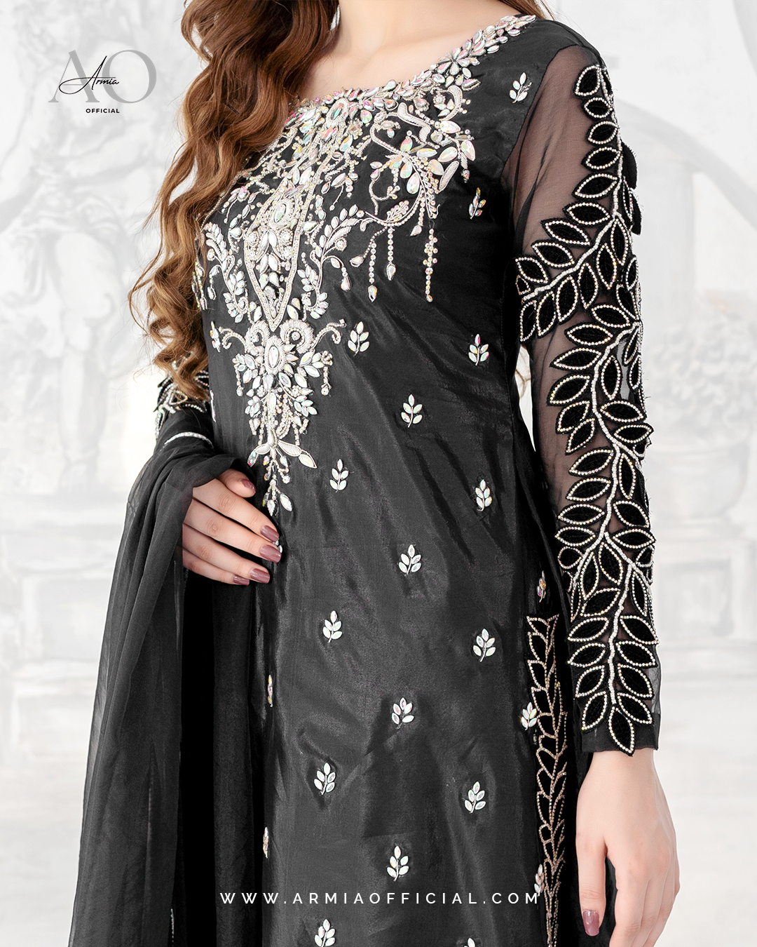 Glimmer embroidered luxury Pakistani formal dress by Armia Official