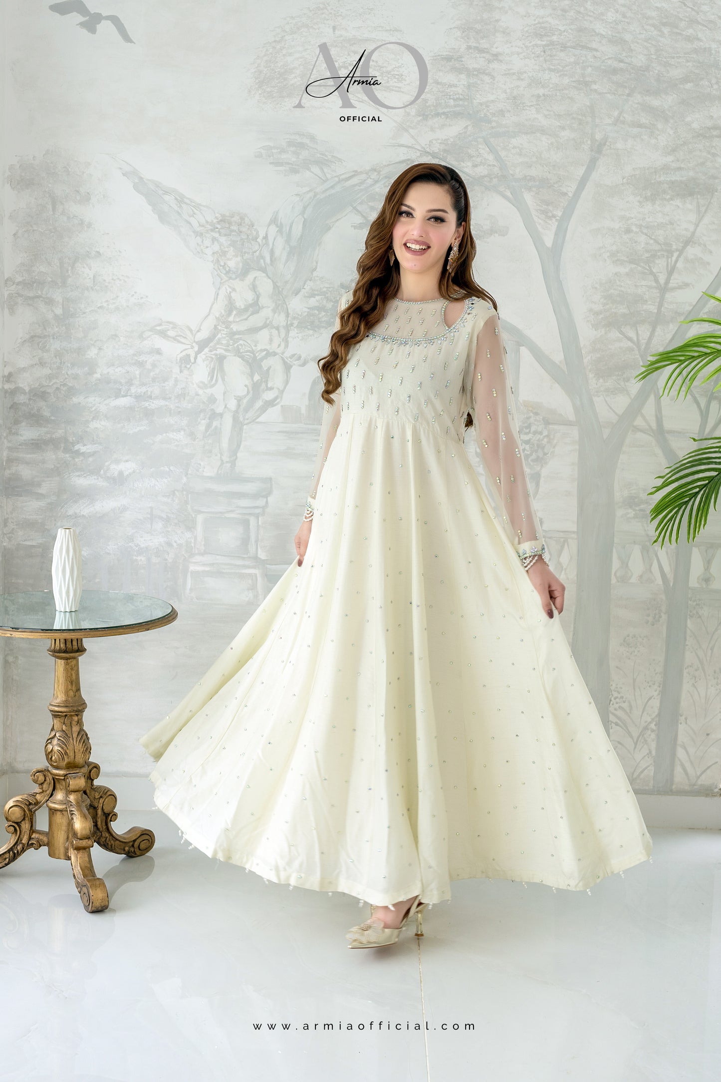 Noor embroidered luxury Pakistani formal Maxi dress by Armia Official