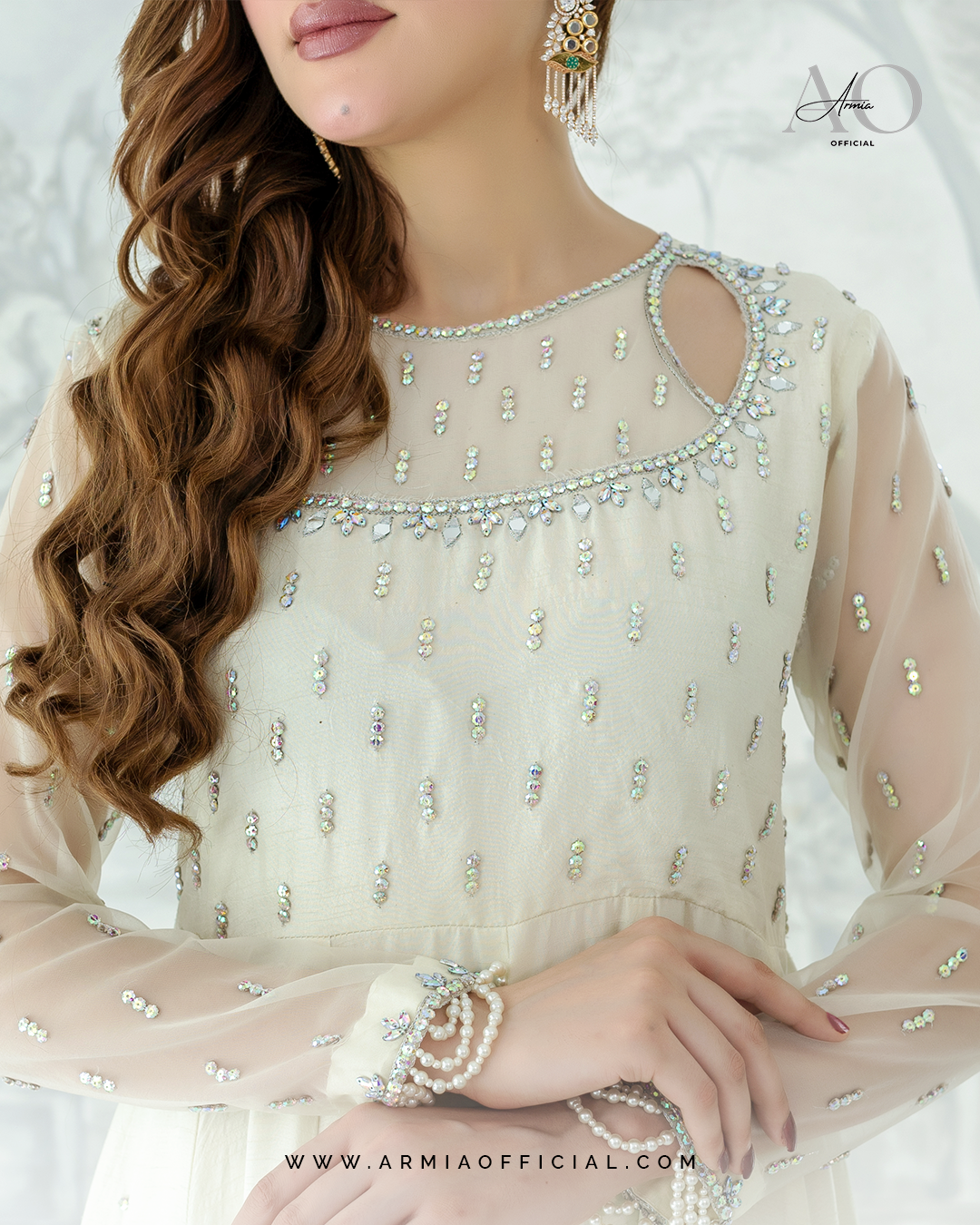 Noor embroidered luxury Pakistani formal Maxi dress by Armia Official