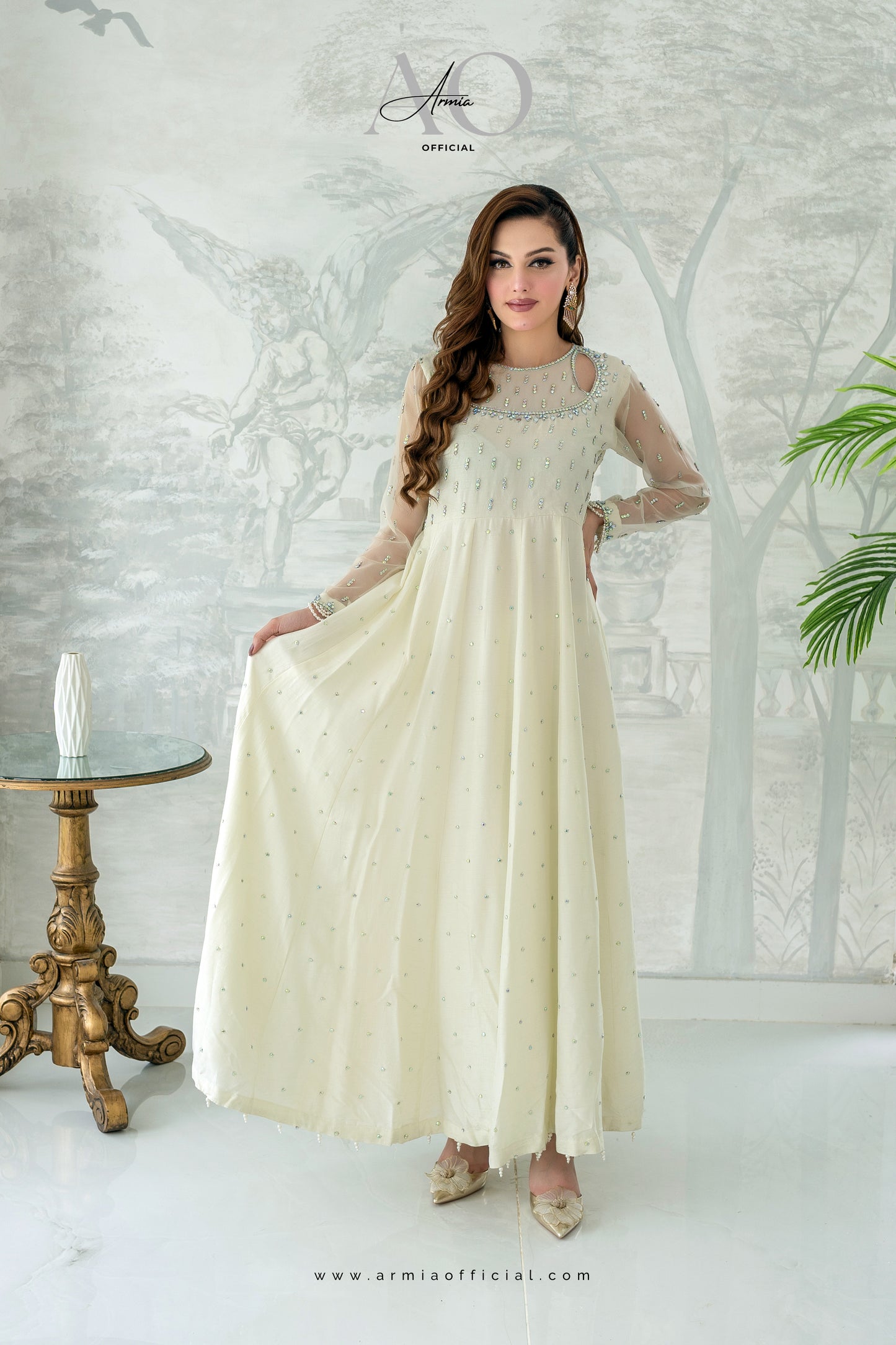Noor embroidered luxury Pakistani formal Maxi dress by Armia Official