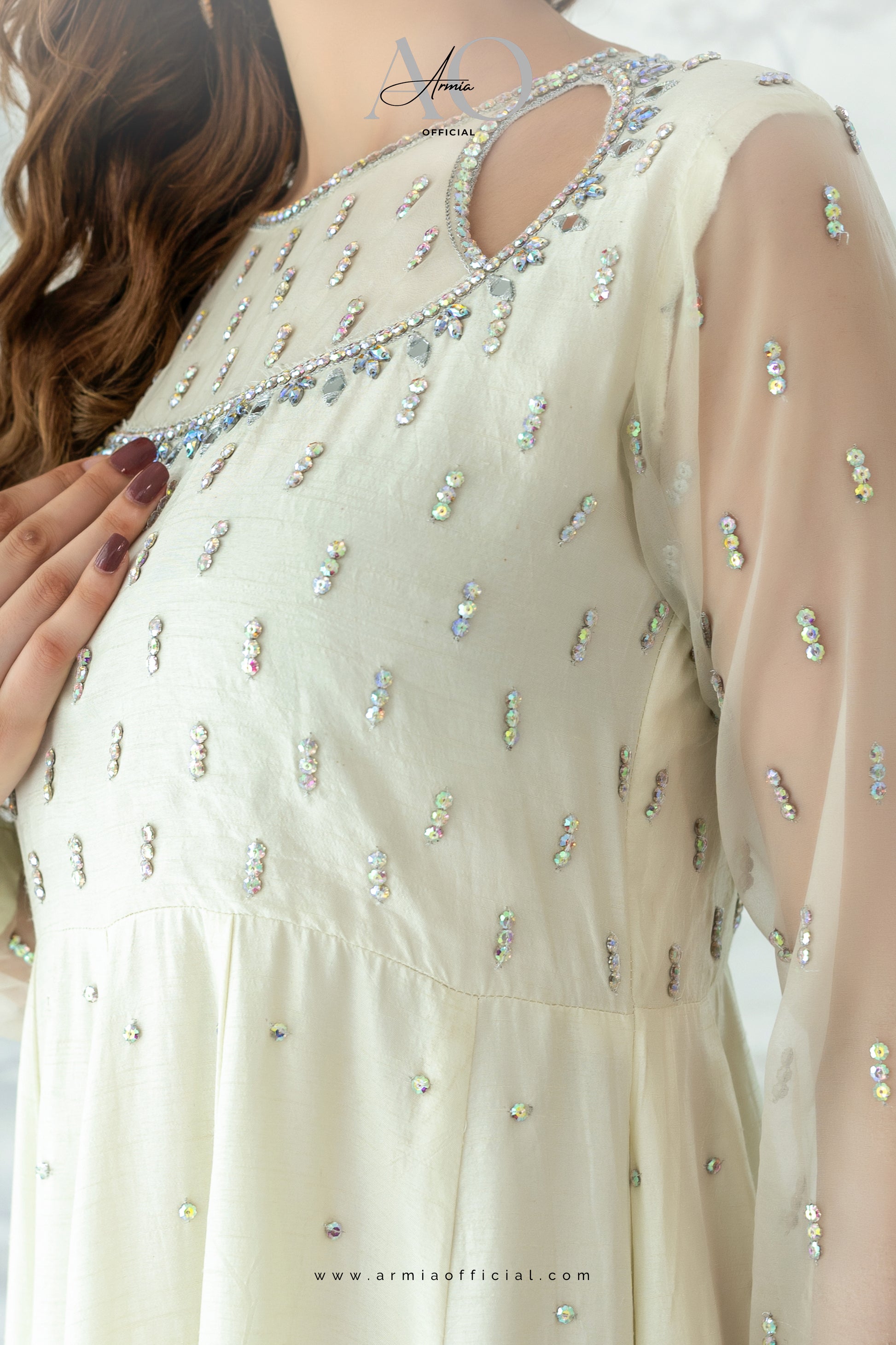 Noor embroidered luxury Pakistani formal Maxi dress by Armia Official