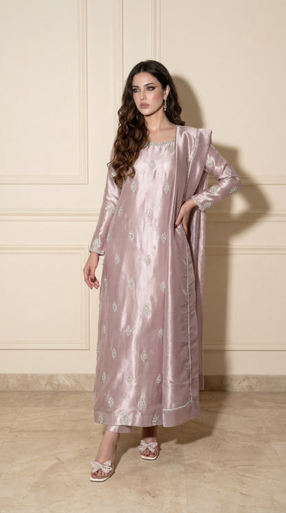 Starlight Tissue Silk Kaftan with Jacket - Full Length Studio Shot | Armia Official
