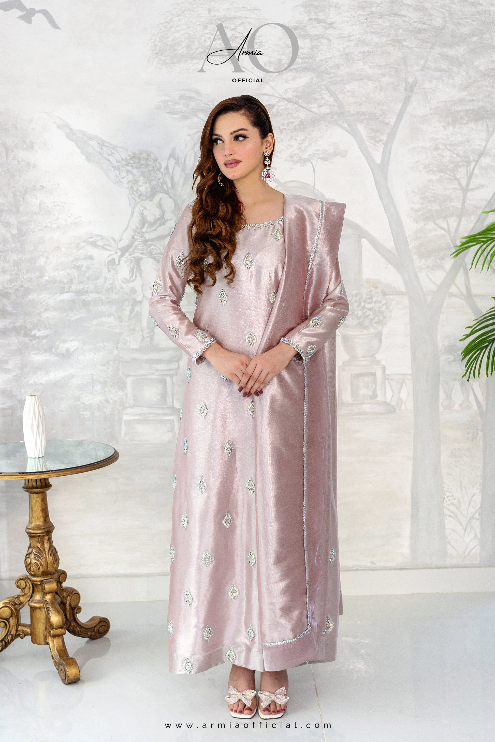 Starlight luxury embroidered Pakistani formal Kaftan dress by Armia Official